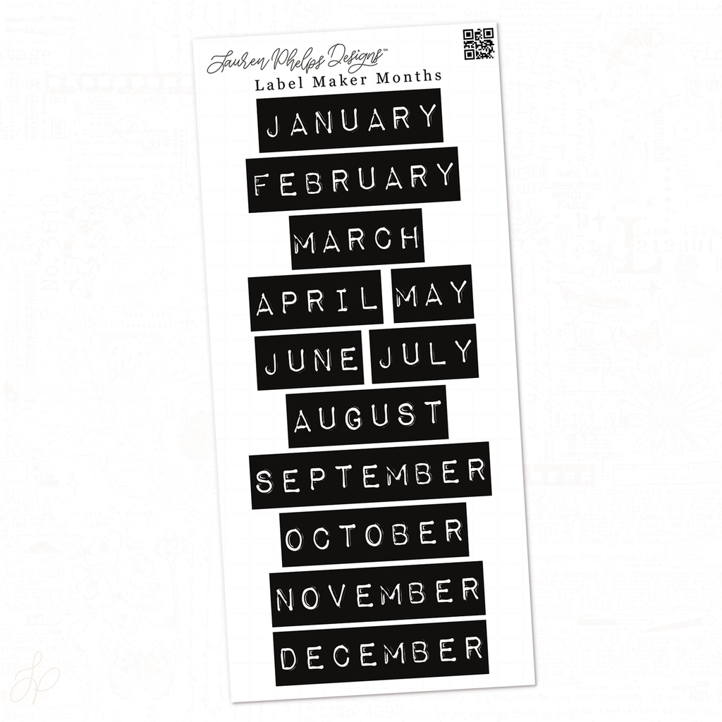 Label Maker Months Sticker Sheet | Washi or White