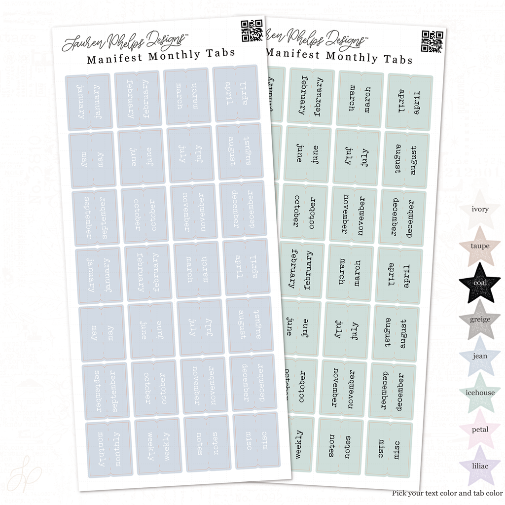 Manuscript Planner Tabs Sticker Sheet | Mix & Match