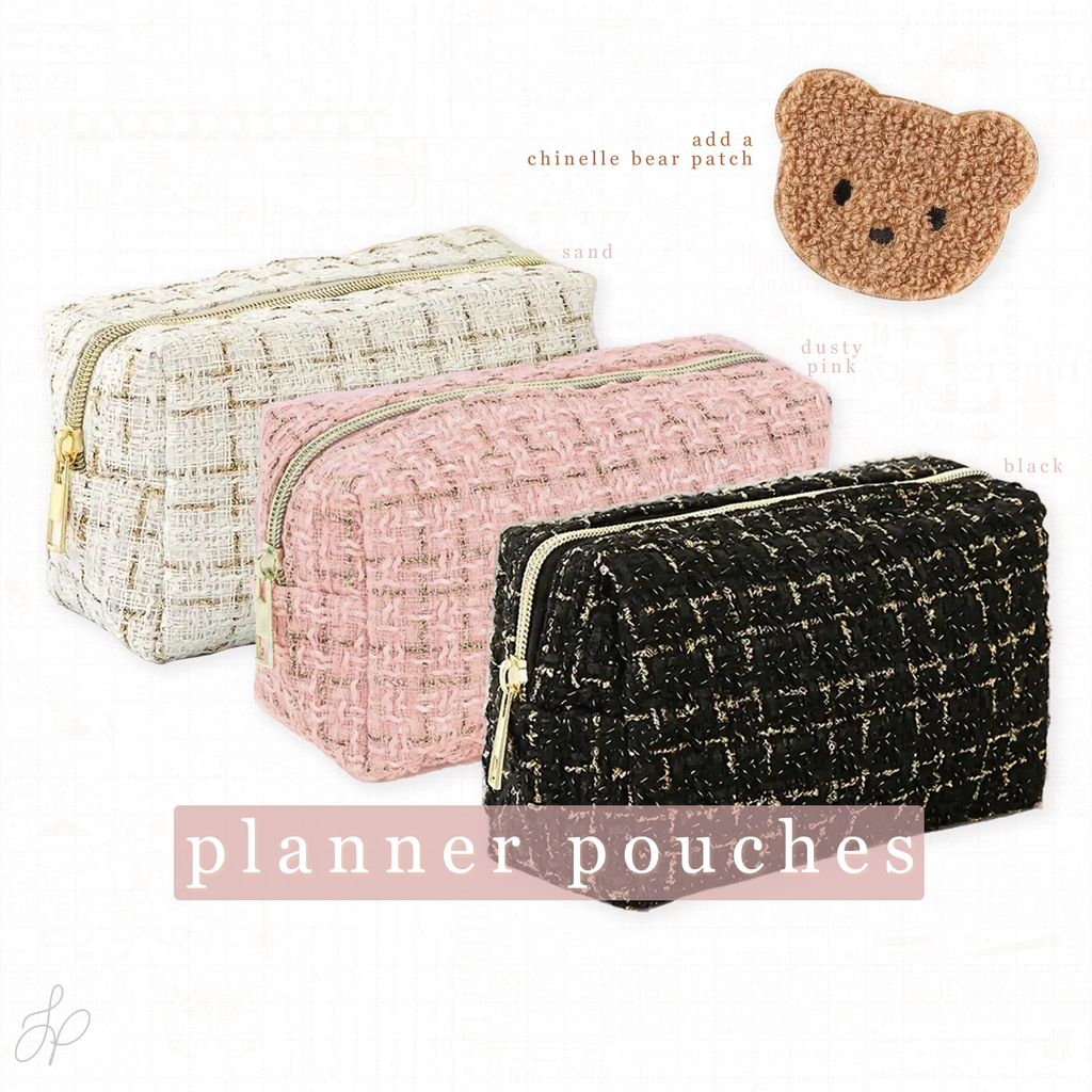 Planner Pouch | Tweed Fairy Floss with gold hardware