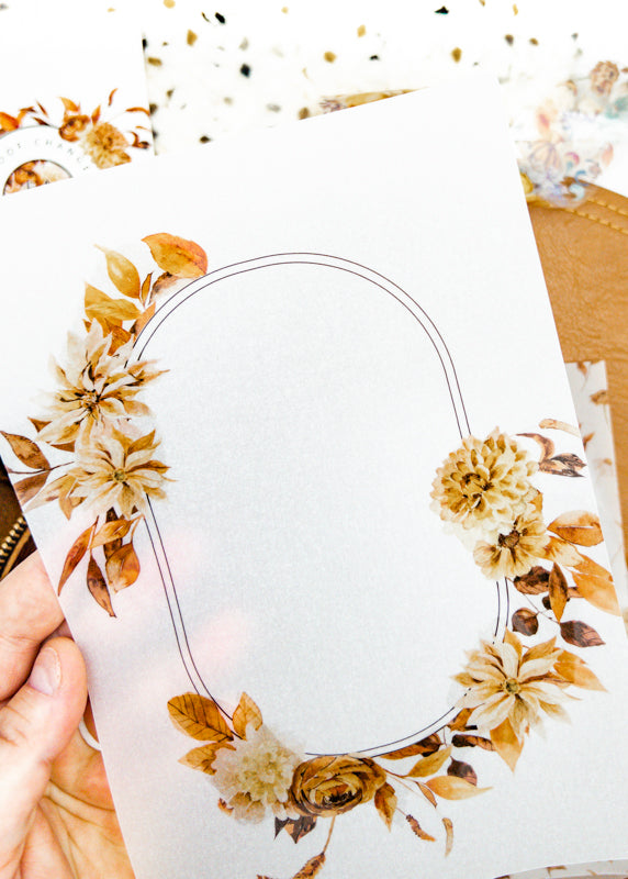 Fall Vibes Oval Frame Floral Luxe Vellum Sheet