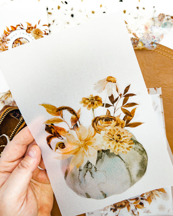 Fall Vibes Pumpkin Floral Luxe Vellum Sheet